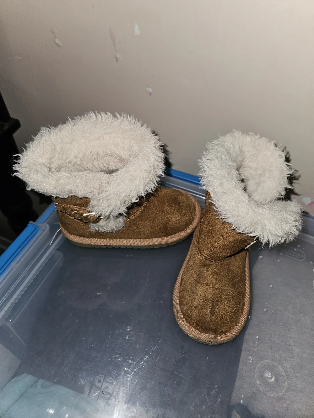 Faux Uggs Toddlet Brown Faux-Suede Faux-Fur Winter Boots